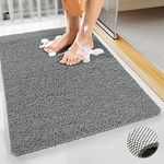 Shower Mat Non-Slip Anti Mould: Grey 40x60cm Soft Textured Loofah Bathtub Mat Non Suction Cups, PVC Comfortable Anti-Skid Bathroom Floor Mat Easy to Clean Quick Drying for Wet Areas