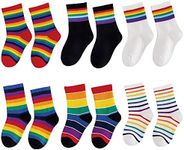 Xiyadun Unisex Toddler And Kids Striped Rainbow Crew Socks Colorful Cotton Socks Packs, Assorted 6 Pack, 1-3T