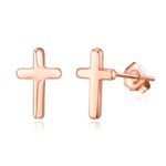 EVER FAITH 925 Sterling Silver Classic Cross Stud Earrings Rose Gold Minimalist Tiny Cross Earring Jewelry for Women Girls