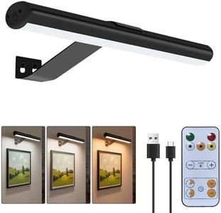 16-Inch Picture Lights,Rechargeable Wall Light with Remote, Wireless Dimmable Art Display Lamp with Timer Painting Frame Light for Wall Pictures, Frames, Gallery, Dartboard (Black)