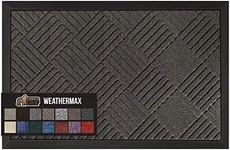 Gorilla Grip 100% Waterproof All-Season WeatherMax Doormat, Durable Natural Rubber, Stain and Fade Resistant, Low Profile, Indoor Outdoor Door Mats, Easy Clean Patio Entrance Mat, 17x29, Gray Diamond