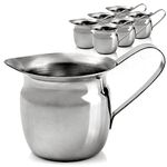 Fit Meal Prep [6 Pack] 3 oz Creamer Pitcher - Stainless Steel Bell Creamers, Mini Cup Container for Serving Milk, Coffee Cream, Salad Dressing, Maple Syrup, Espresso Machine for Restaurant, Cafes