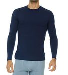 Thermajohn Mens Ultra Soft Thermal Shirt – Compression Baselayer Crew Neck Top – Fleece Lined Long Sleeve Underwear T Shirt (Navy, X-Large)