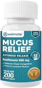 WELMATE | Mucus Relief | Guaifenesin 600mg | 12 Hr Support | Temporary Relief from Cough, Nasal & Chest Congestion, Infections, Colds, & Allergies | Expectorant | Extended-Release Tablets | 200 Ct