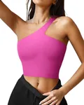 LASLULU Sports Bras for Women Sleeveless Sexy Summer Tank Tops Longline Workout Bra Casual Going Out Tops Crop Tops(Rose Red Small)