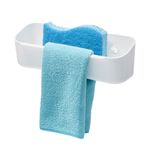 iDesign Recycled Plastic Suction Sink Caddy with Wash Cloth Holder - 3.38” L x 8.45” W x 2.6” H, White