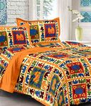 Queenie Brand Traditional Printed 144 TC Cotton Bedsheet for Double Bed with 2 Pillow Covers