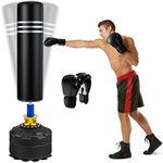 GYMAX Punching Bag, 70” 220lbs Prefilled Freestanding Boxing Bag with Gloves & Suction Cup Base for Adults Youth Kids, Kickboxing Box Bag with Stand for Home Gym