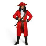 Spooktacular Creations Men Pirate Captain Costume Set Red Deluxe Captain Outfit Adult Halloween Dress Up Party Cosplay XL