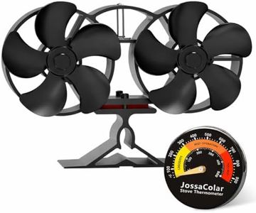 JossaColar 10-Blade Wood Stove Fan Heat Operated with Stove Thermomter | Fireplace Fan Non Electricity to Save Firewood by Accelerate the Circulation of Warm Air | Winter Gifts for Your Family