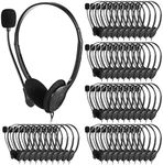 Kathfly 20 Pcs Classroom Headset with Microphone Black Student Stereo Headphones Adjustable Office Conference Headphones with 3.5mm Plug for Kid Adult School Mobile Phone Tablet Business Call Center