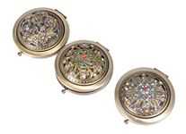 Spatlus Compact Mirror Vintage Round Makeup Mirror Folding Mini Pocket Mirror Portable Hand Mirror Travel Makeup Mirror for Women Girls(Random Style) (Pack of 3)