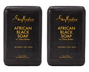 Shea moisture Organic African Black Soap Bar with Shea Butter, 8oz (2 Pack)