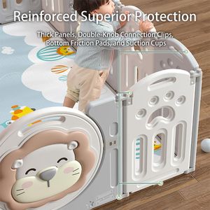 Adventure Lion Baby Playpen – White/Grey Safety Play Yard