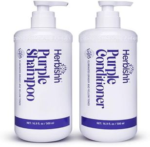 Herbishh Purple Shampoo & Conditioner Set, Neutralizes Yellow & Brassy Tones for Blonde, Silver & Highlighted Hair, Cleansing & Nourishing, Color Safe Formula, Vegan & Sulfate-Free, 16.9 fl. oz Each