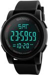 SKMEI Simple Digital Men’s Military Watches Waterproof Electronic LED Double Time Black Wristwatch Sport, Black, Digital