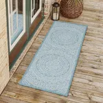 Adiva Rugs Outdoor Indoor Area Rug, Weather Resistant, Easy to Clean, Stain Resistant Floor Mat for Dining Room, Backyard, Deck, Patio (Aqua Weiss, 2'6" x 7')