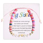 ShiQiao Spl Big Sister Gifts from Little Sister Clay Beads Bracelet for Women Sisters Birthday Christmas Gifts for Girls Stepsister Big Sis Bracelets with Message Card