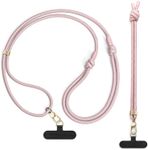 Lawonda Rope Phone Strap Set, 2pcs Universal Phone Lanyard with Wrist Strap, Adjustable Crossbody Cell Phone Neck Strap Wristlet Hand Strap Pink