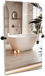 Hamilton Hills 50.8x76.6cm Frameless Pivot Mirror for Bathrooms - Decorative Wall-Mounted Rectangular Mirror with Oil Rubbed Bronze Rounded Wall Brackets - Ideal for Vanity, Bedroom, Washroom - Black