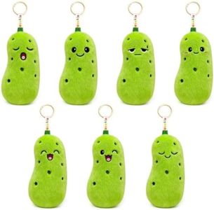 Ausener Weekie Wonders Emotional Pickles Support Plush Bag Charm, Stuffed Animals, Soft Plush, Funny Gifts for Mom Teens Adults Coworkers (Full Week Set, Pickles)