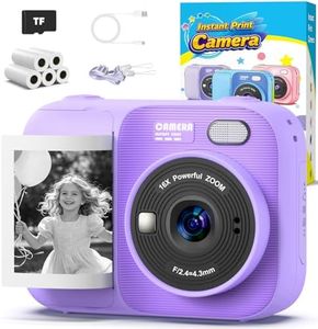 Kids Instant Print Camera with 5 Rolls Print Paper, 1080P HD Camera, Rechargeable Portable Toddler Selfie Camera, Christmas Birthday Gifts Toys for Boys Girls Age 3-12 (Purple)