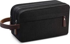 TOURISTIANO Men's Travel Toiletry Organizer Bag Water-Resistant Shaving Dopp Kit Bathroom Bag (Black), 8.5 Cm