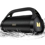 Monster Adventurer Max Wireless Bluetooth Speaker, Loud Speakers with Double Subwoofer, 100W Stereo Sound and Rich Bass, Portable Waterproof Speakers for Home, Party, 24H Play/AUX/USB/TF Card, Gold