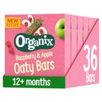 Organix Raspberry and Apple Organic Soft Oaty No Added Sugar Snack Bars, Multipack, (6 x 23 g) (Pack of 6), Total 36 Bars