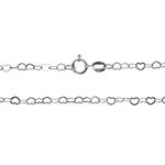 Dreambell 18 Inches .925 Sterling Silver Flat Love Heart Link Chain Necklace with Spring Ring Clasp