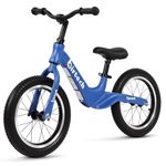 14" Balance Bike for Boys and Girls, Air Tires with Magnesium Alloy Frame, Lightweight No Pedal Kids' Bike for 3-6 Years Old, Training Bike with Adjustable Handlebar and Seat (Bule)