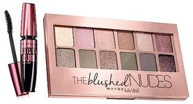 Maybelline New York The Blushed Nudes Natural Palette Eyeshadow, 9g And Hypercurl Mascara Waterproof, Black, 9.2ml