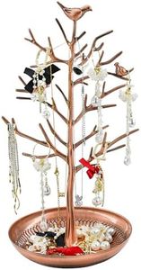 MrMrKura Jewelry Tree Earring Necklaces Holder, Tree Tower Organizer for Women Girl Jewelry Rack Stand Display for Earrings, Necklaces, Rings (Bronze)