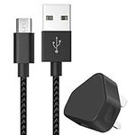 IWIO 3 Pin UK USB Mains Charger Adapter 1000 mAh / 1 AMPwith USB 2.0 Micro USB Sync and Charge Cable 1 Meter compatible with Verizon Wireless Ellipsis 10 10.1" Inch - BLACK