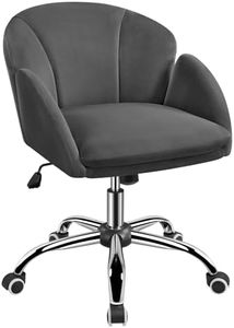 Yaheetech Chaise de Bureau à roulettes Design Fleur Fauteuil de Bureau en Velours Réglable en Hauteur avec Dossier Arrondi Inclinable Chaise Pivotante à 360° pour Chambre Bibliothèque Gris foncé