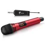 TONOR Wireless Microphone, UHF Cordless Handheld Dynamic Karaoke Singing Microfono Mic set with Rechargeable Receiver for Karaoke Machine, Wedding, DJ, Party, Speech, Church, Class Use TW310 Red