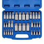 EMENTOL 33PCS Hex Bit Socket Set, 1/4", 3/8" and 1/2" Drive, SAE and Metric Allen Socket Bit, CR-V, S2 Steel, Master Hex Bit Socket Set, 5/64" - 3/4", 2mm - 19mm