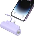 Portable Charger Power Bank 5000mAh Small Portable Phone Charger 5V2.4A Fast Charger Built-in Type-C Cable Flashlight and Phone Holder Cute Battery Pack for iPhone and Android Phone (Purple)