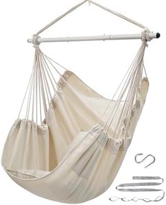 ADVOKAIR Hammock Chair Hanging Chair Swing Large Indoor with Anti-Slip Steel Spread Bar and Pocket-Max 500lbs-2 Cushions, Perfect for Bedroom,Outdoor,Patio, Porch,Backyard…