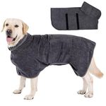 Super Absorbent Dog Bathrobe, Adjustable Velcro Dog Towel Microfiber Dog Robe for Pets, Foldable Quick Drying Dog Bath Robe (Gray-L)