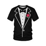 METRONS Men's Tuxedo Shirts Suit Shirt Funny Unisex T-Shirt Novelty Tux Tee Clothing, Rose, Large