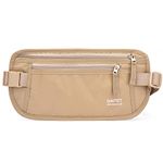 Money Belt - Passport Holder Secure Hidden Travel Wallet with RFID Blocking, Undercover Fanny Pack (Beige)