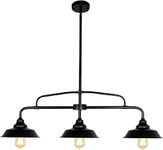 PUZHI HOME Black Kitchen Island Light, 3 Lights Farmhouse Pendant Lighting with Metal Shades Modern Chandelier Hanging Dining Room Light for Kitchen Dining Room Farmhouse