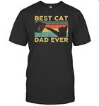 Best Cat Dad Ever Tee Funny Cat Daddy Father's Day Unisex Shirt Gift Women Men T-Shirt (Black;L)