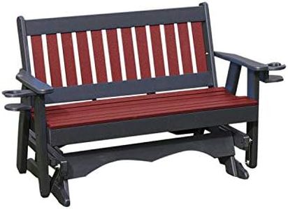 4FT-Cherrywood-Poly Lumber Mission Porch Glider with Cupholder arms Heavy Duty Everlasting PolyTuf HDPE - Made in USA - Amish Crafted