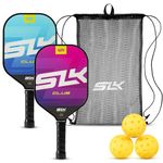 SLK Club Pickleball Paddle Bundle by Selkirk | Graphite & Fiberglass Face | SX3 Honeycomb Core | Ultimate Starter Set | 2 Lightweight Paddles | 3 Hybrid+ Pickleballs | 1 Mesh Sling Bag