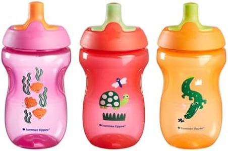 Tommee Tippee Sportee Bottle, Sippy Cup for Toddlers, 12 Months+, 10oz, Spill-Proof, Bite Resistant Spout, Easy to Hold Design, Pack of 3