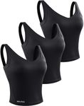 NELEUS Women's 3 Pack Athletic Compression Tank Top with Sport Bra Running Shirt, 8200 Black/Black/Black, XX-Large