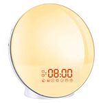 Cadrim Wake up Light, Natural Sunrise Simulation Alarm Clock Sunset Fading with Dual Alarm Clocks Snooze Function 7 Natural Sounds Setting Color Changeable Beside Nightlight and FM Radio for Bedroom