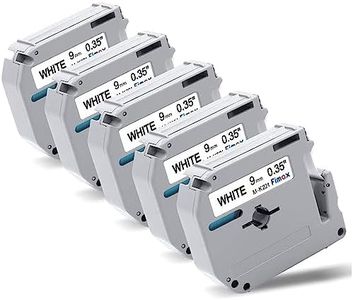 Fimax Rubans Compatible Brother M-K221 MK221 9mm x 8m pour Brother P-touch PT-55 PT-65 PT-70 PT-80 PT-85 PT-90 PT-M95 PT-100 PT-110 Étiqueteuse (Pack de 5, Noir sur Blanc)